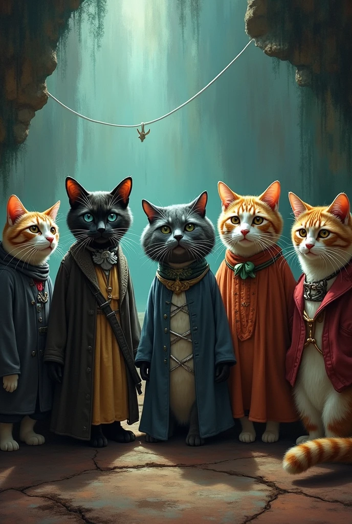 Picture riddle in the picture five cats in disguise