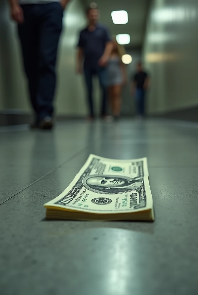 The same place but with a 100 dollar bill on the floor
