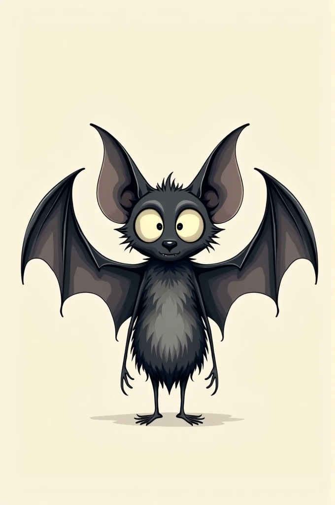 cute bat, Illustration, vector art, strong contours in the style of Tim Burton 