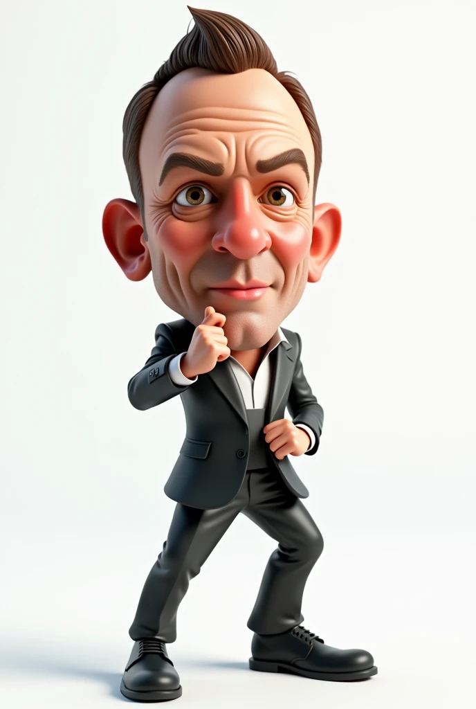 A medium shot of the caricature of Daniel Craig's full body, 3d shading, white background.