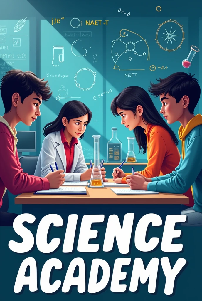 Create an poster for science academy classes for 12th standard students who are preparing for jee neet exam