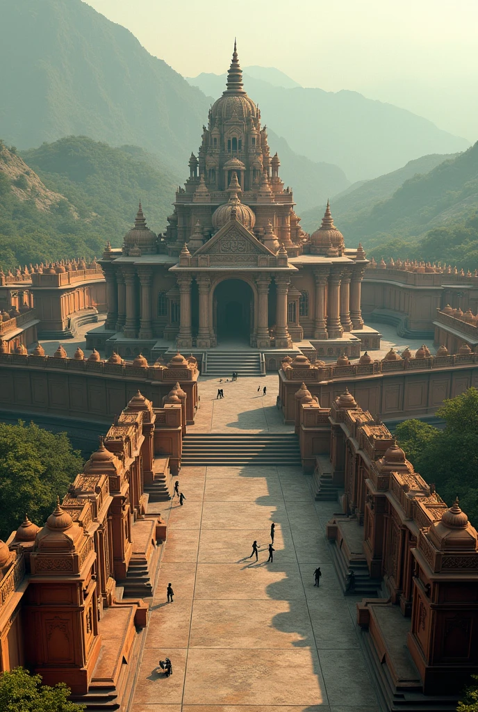 A cinematic 3d"Jain temples and fort within the complex"