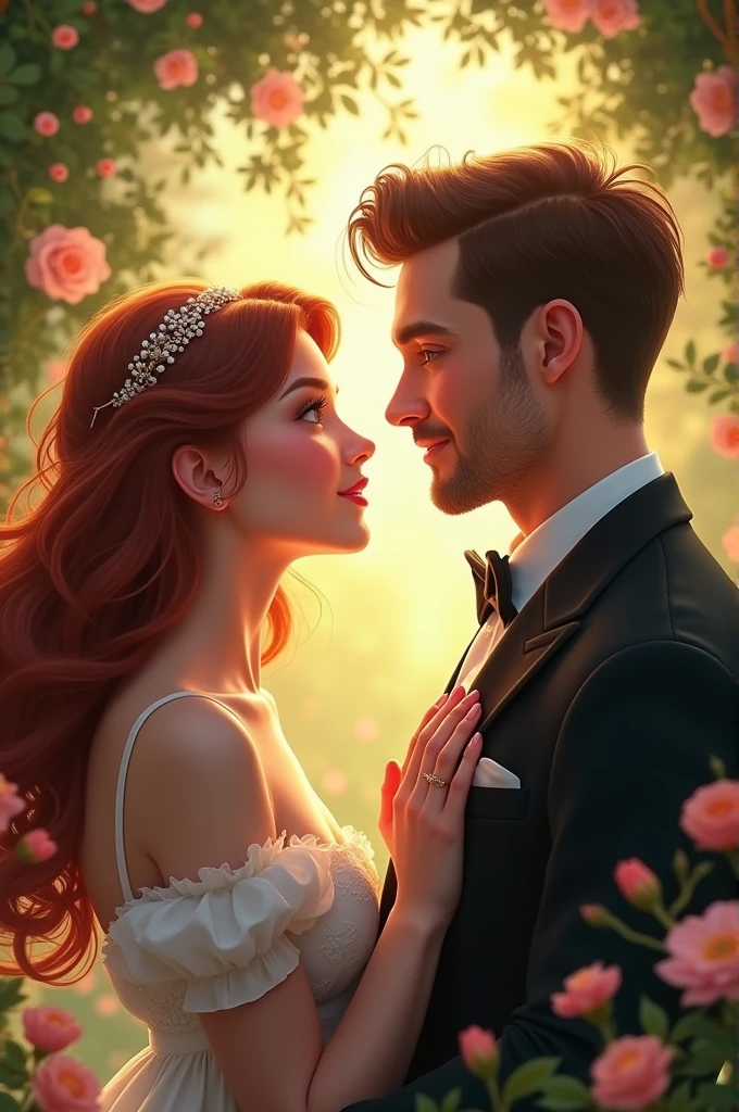 Beautiful girl surprised looking at a handsome man