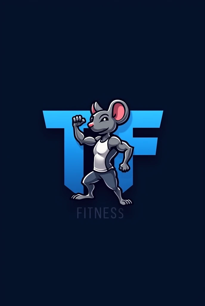 Give me a logo for an Instagram profile focused on selling gym products such as supplements, training tips etc with the name of transform fitness with dark blue colors And something that refers to physical exercises such as gym and well-being more beautiful just with the initials with a gym mascot something more beautiful and aesthetic that refers to a mouse