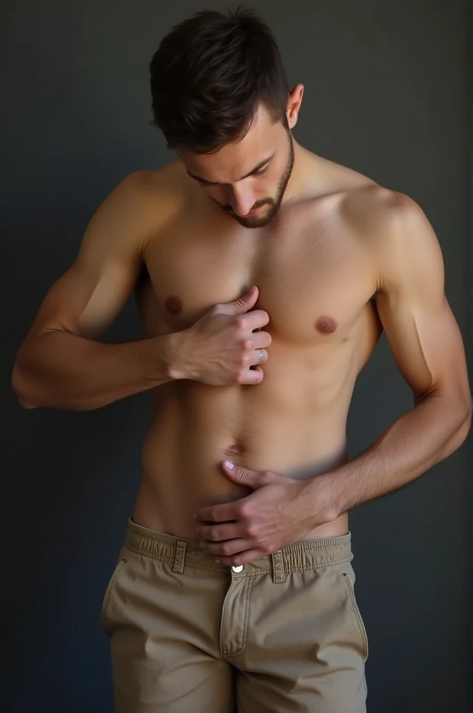 A boy showing he's vaginal area