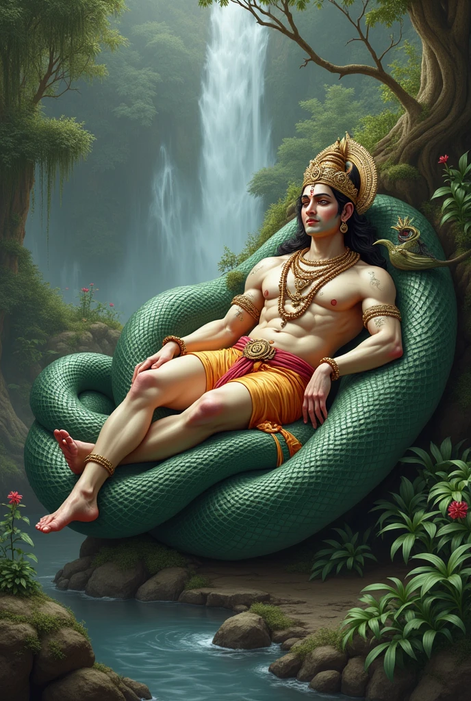 Lord visnhu sleeping on his snake
