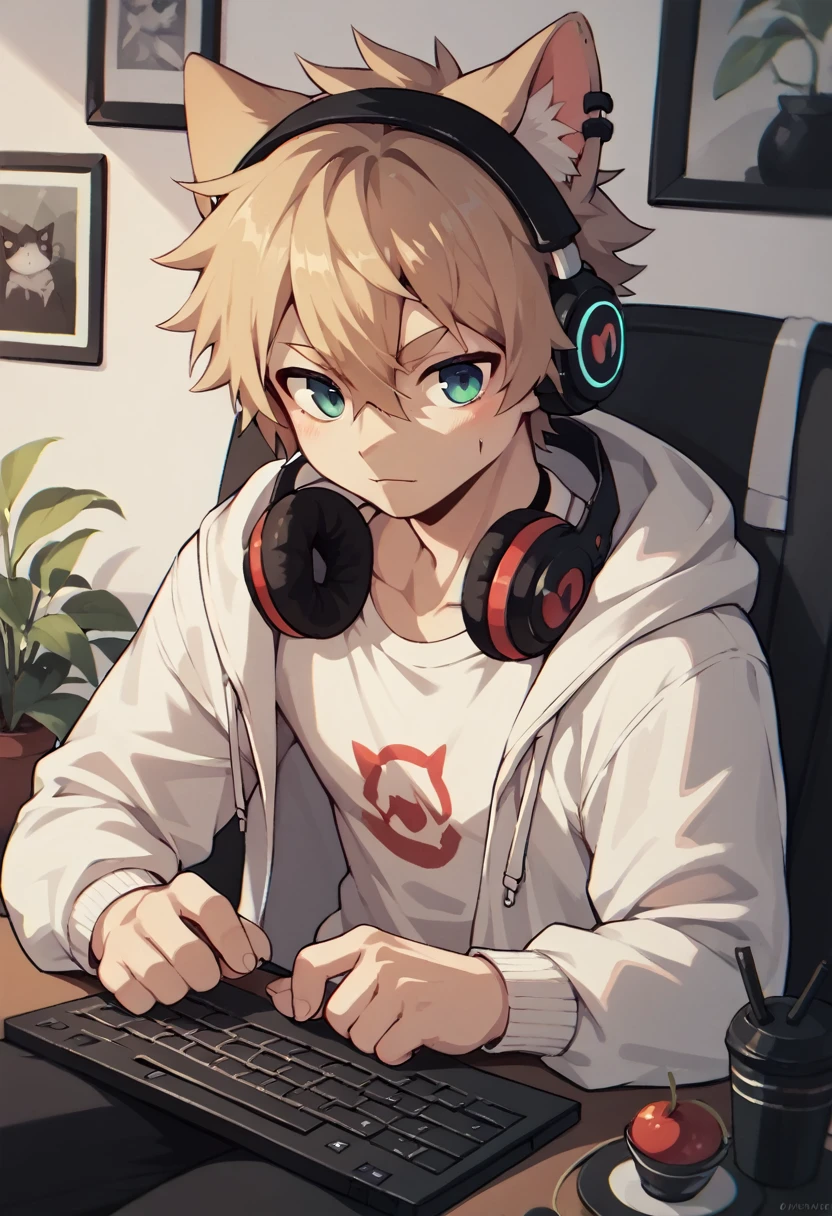 Wearing headphones,Cat Man,Spaced out