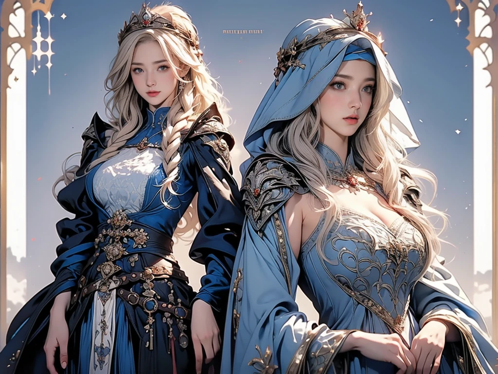 Erect nipples trough dress, wearing a hijab , luxury hijab,crown luxury , blue eye, blond hair, around , (black dress ), tmasterpiece,Best quality at best,A high resolution,8K,((Portrait)),(upper front body),Original photo,real photograph,digital photography,(Female princess in the medieval fantasy style), sexy princess ,blue eye, super colossal breast, round colossal breast ,open kissing lips,Keep your mouth shuegant and charming,((Blushing)),virgin contempt,Calm and handsome,(Medieval fantasy dress,The Beautiful super huge round breast, small waist, perfect colossal breast of princess body, a blue delicate pattern,silver Cloak),(princes medieval character medieval fantasy style,oc render reflection texture, fighting style, sexy colossal breast , palace background, slim body, very small waist,