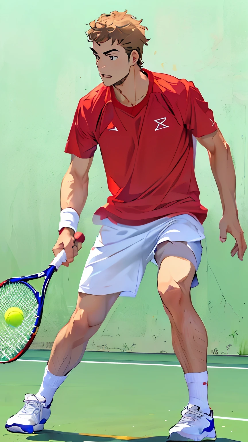 tennis player,Japanese Anime,2d,flat,best quality,(Delicate face),(Delicate hands)