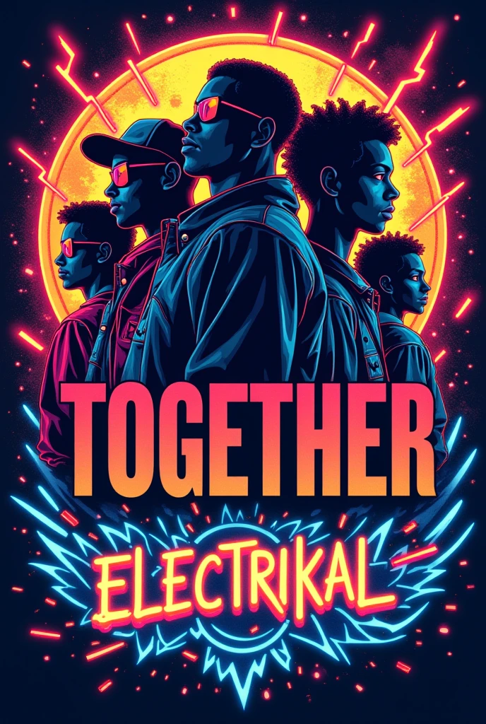 make me a X title t-shirt design with the words together/electrikal