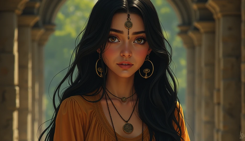 Priya
Appearance: Priya is in her early thirties, with long, straight black hair that falls gracefully over her shoulders. Her deep brown eyes are full of intelligence and curiosity, always analyzing her surroundings. She wears a flowing bohemian-style dress in earthy tones, which contrasts with the more practical attire of her companions. The dress, while seemingly out of place in such a setting, hints at her connection to ancient cultures and knowledge. Around her neck, she wears a pendant with a mysterious symbol, one that she never takes off.
Personality: Priya is the historian and cultural expert of the group, with a vast knowledge of ancient civilizations and their secrets. She's deeply intuitive, often sensing things that others miss. Priya is calm and composed, even in the face of danger, and her presence has a grounding effect on the team. Her love for history and the mysteries of the past drives her, and she often serves as the moral compass for the group, reminding them of the bigger picture.