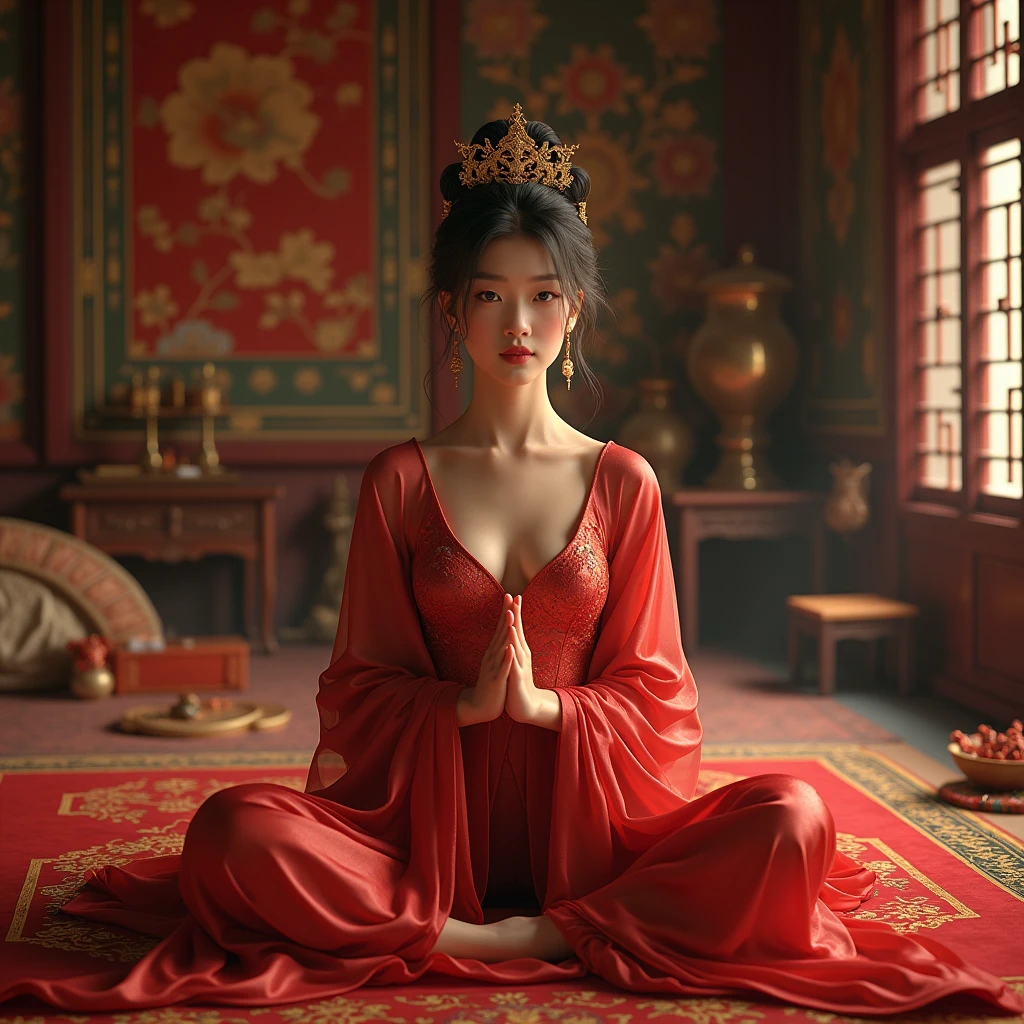 (masterpiece, Best Quality, High resolution, 32K HDR),year of dragon,chinese Mafia girl, man harem,strong woman,black long hair, big breasts