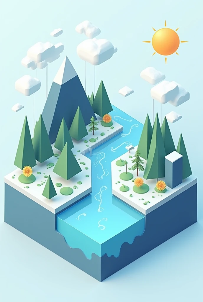 Isometric hydrologic cycle graphics