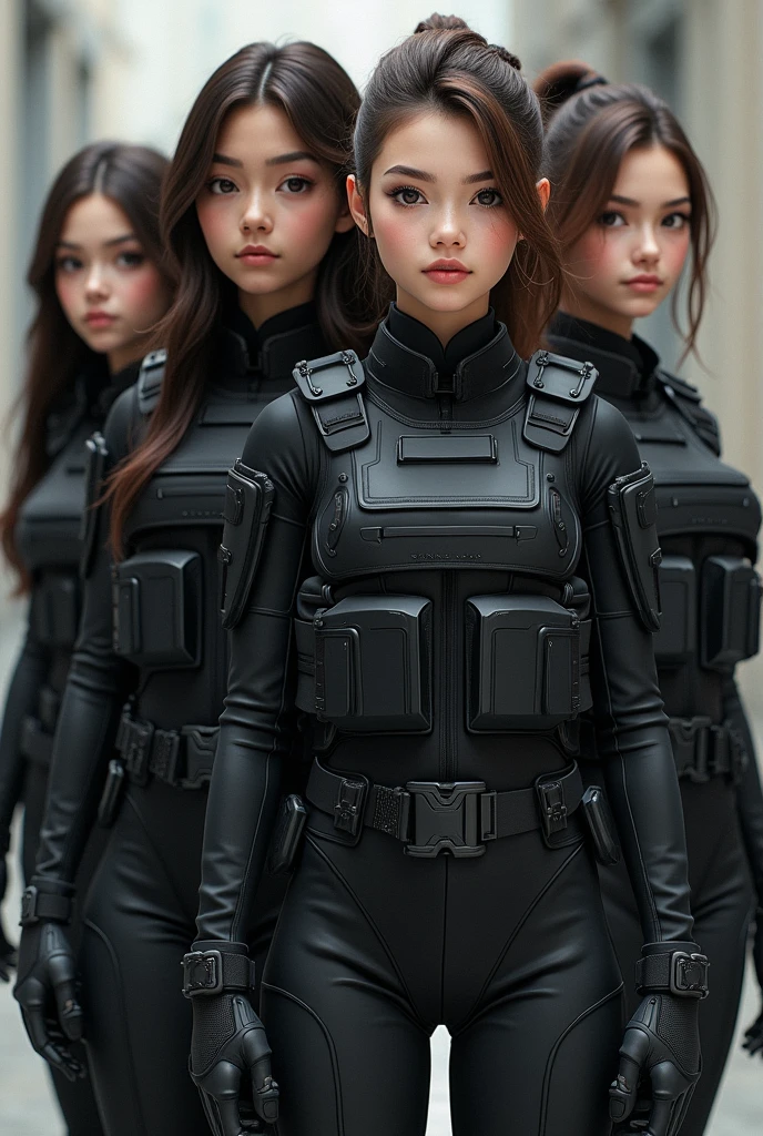 (best quality), oriental detailed background, science fiction,mechanical arms,girl with man , war, monster army, techwear,, military uniform, (two heads)