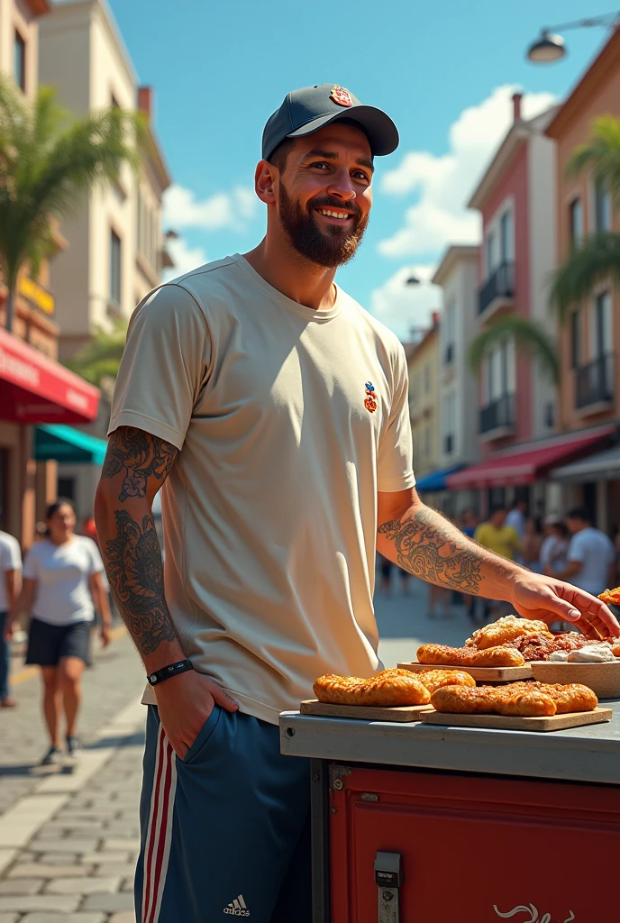 Messi as a street food business man.