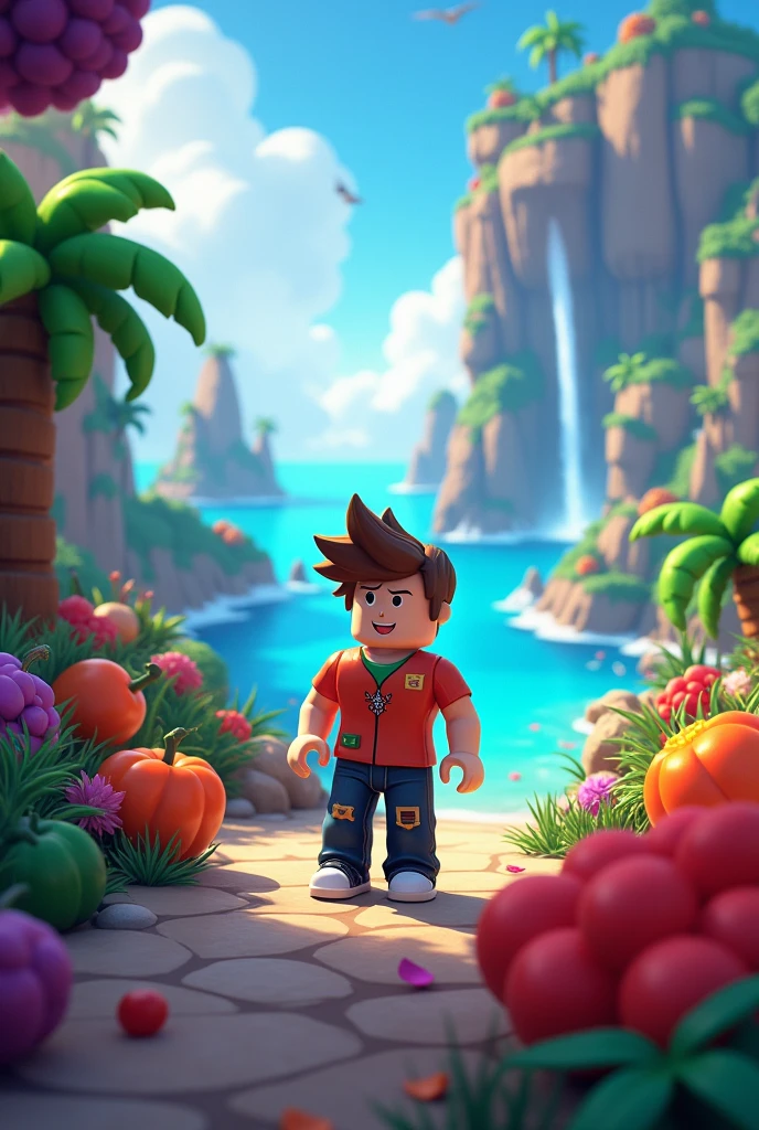 A Roblox player playing blox fruits