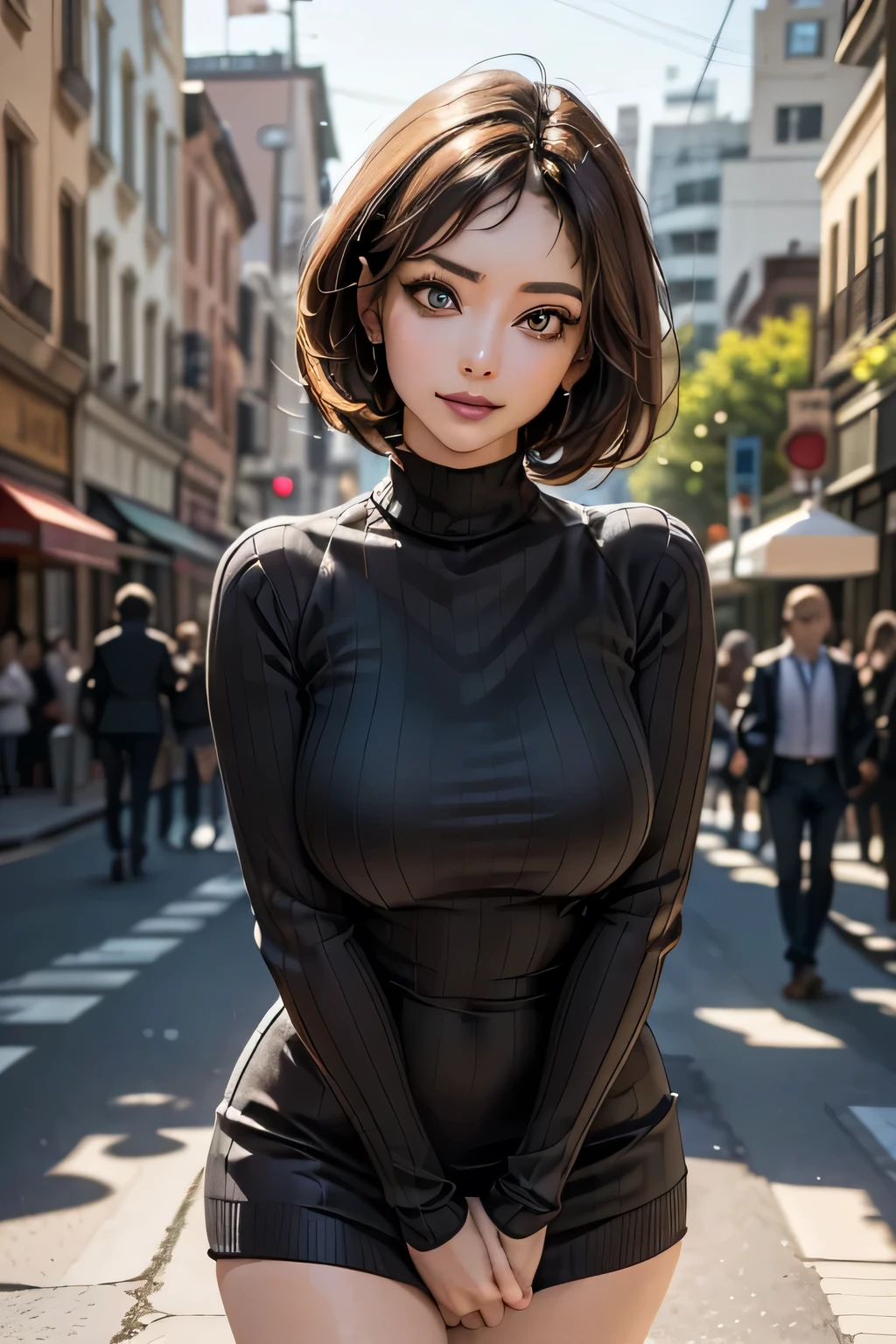 (Get used to it, masterpiece, Highest quality, Complex),
Cinema Lighting、(Key Light:Front 45 degree angle, Subsidy light、Backlight、Shadow、Blue and orange color palette), Accurate human body、Knowledgeable person、Cowboy Shot,
Big Breasts,
(1 Ultimate Beauty), Highly detailed face, Beautiful brown eyes, double eyelid, Slightly thick detailed lip, 短いblack髪, Attractive and sexy, 4, alone, Shopping mall、
Beautiful Eyes, Beautiful Face, Fit and body, Pervert woman,
((Wearing a ribbed sweater dress))
black high-heels, Knee socks, black_Legwear,
40s, alone, White skin,
Cinema Lighting、(Key Light:Front 45 degree angle, Subsidy light、Backlight、Shadow、Blue and orange color palette), Accurate human body、Someone knowledgeable、Correct five-finger、RAW Photos、 4K - ultra-vivid、Highest quality, masterpiece, Ultra-high resolution, (reality: 1.4),
(((Oilskin,Glowing Skin、Realistic skin texture、Beautiful skin in every detail、Glowing Skin、Glowing Skin)))、
Upper Body Shot, Low camera angle, Written boundary depth, Focus on the center, Beautiful Eyes, Perfect face and eyes、
Blue sky and tropical sea、A mature woman with perfect proportions, thin脚と腰、thin、Model body type、Sexy pose