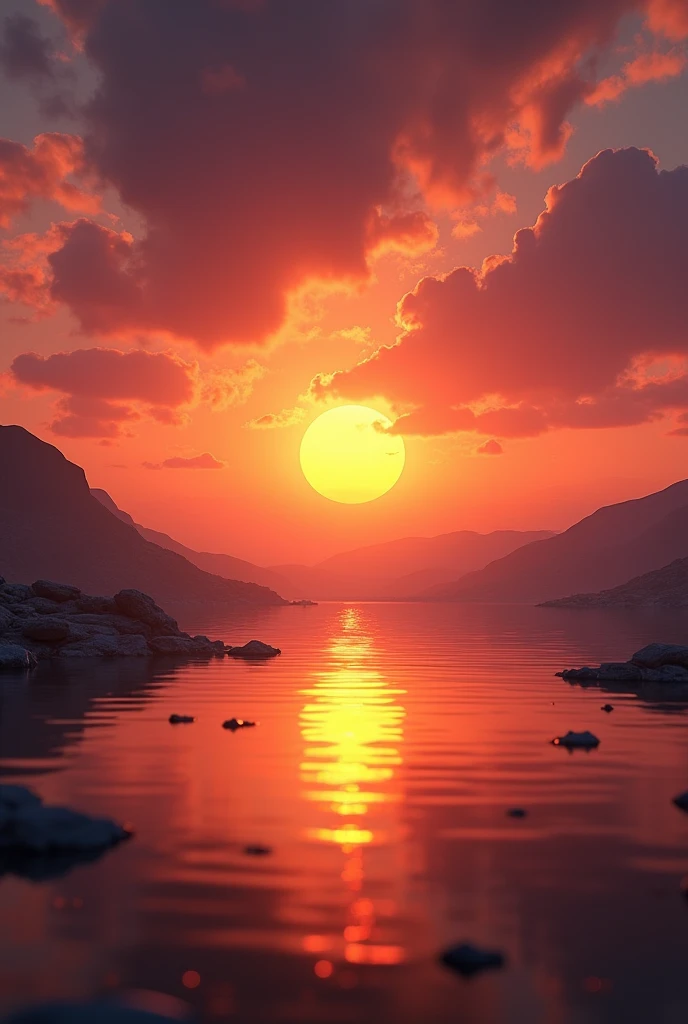 3d cinematic"A sunset view"