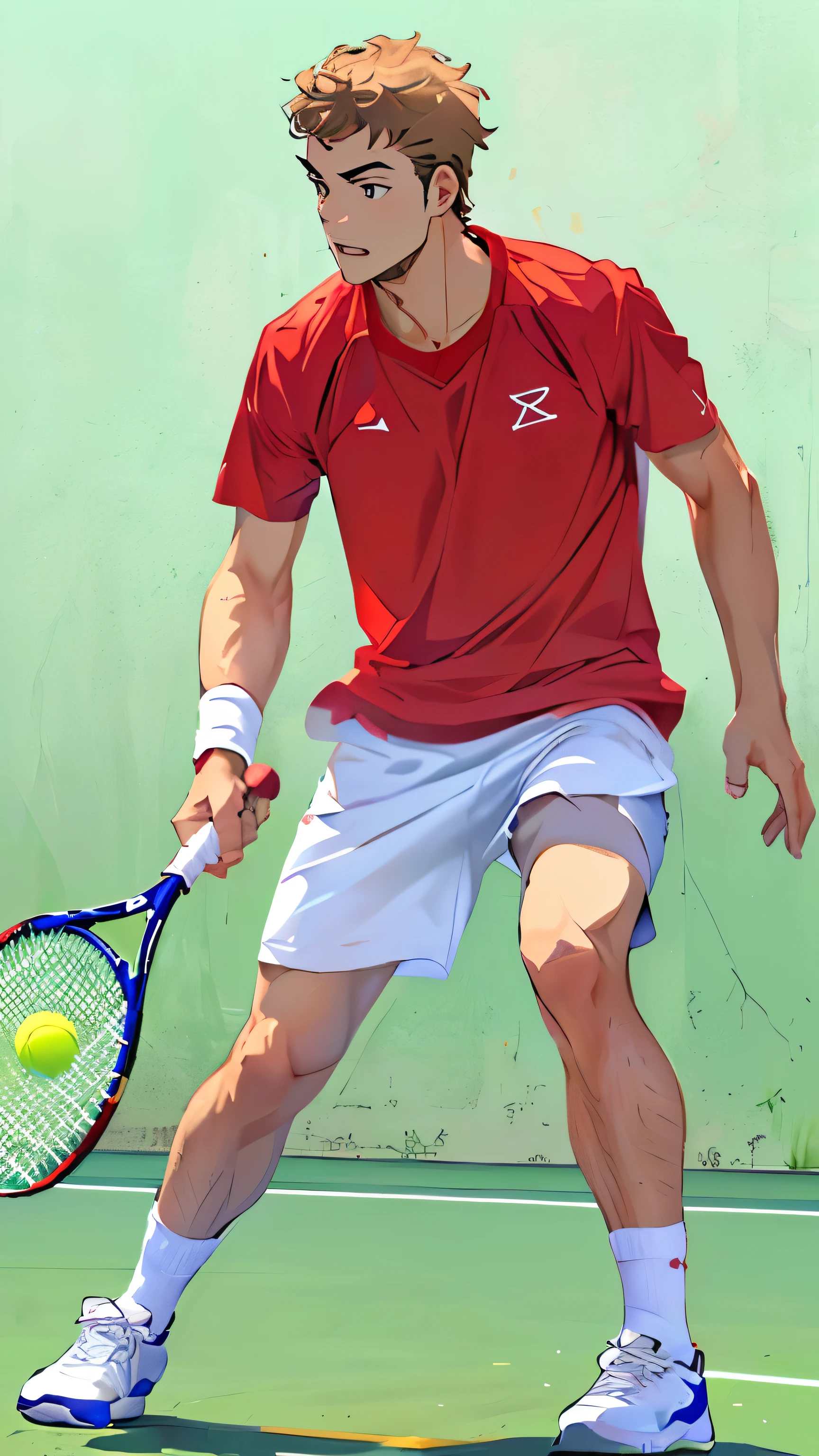 tennis player，Japanese Anime，2d，flat，best quality，（Delicate face），（Delicate hands）