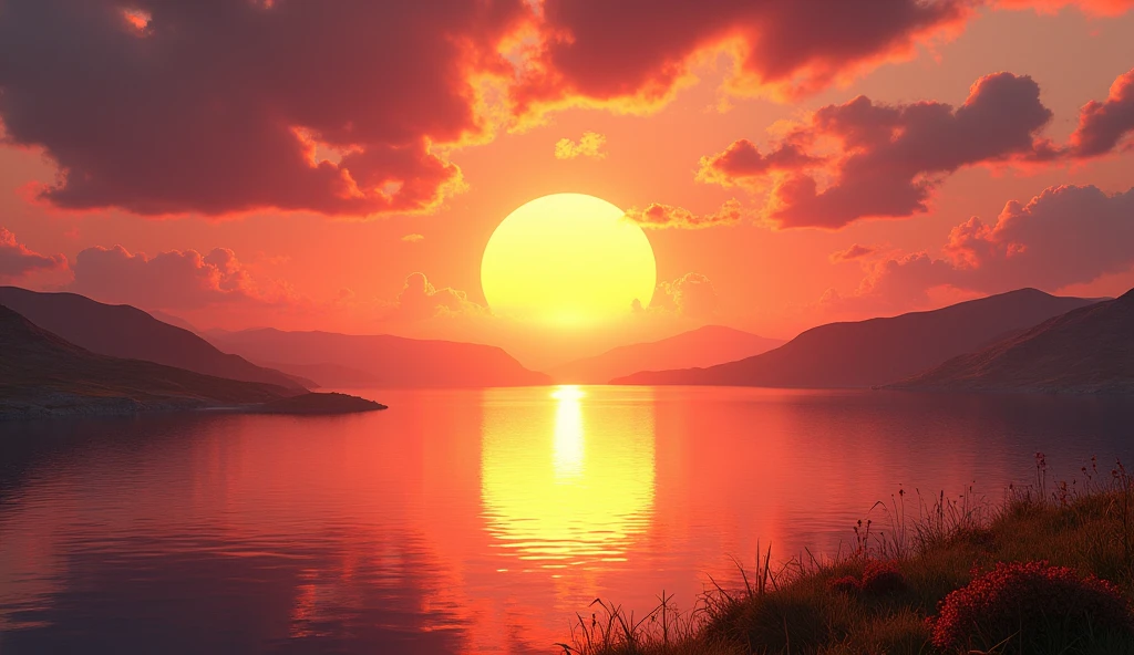 3d cinematic"A sunset view"