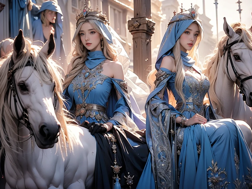 Erect nipples trough dress, wearing a hijab , luxury hijab,crown luxury , blue eye, blond hair, around , (black dress ), tmasterpiece,Best quality at best,A high resolution,8K,((Portrait)),(upper front body),Original photo,real photograph,digital photography,(Female princess in the medieval fantasy style), sexy princess ,blue eye, super colossal breast, round colossal breast ,open kissing lips,Keep your mouth shuegant and charming,((Blushing)),virgin contempt,Calm and handsome,(Medieval fantasy dress,The Beautiful super huge round breast, small waist, perfect colossal breast of princess body, a blue delicate pattern,silver Cloak),(princes medieval character medieval fantasy style,oc render reflection texture, fighting style, sexy colossal breast , palace background, slim body, very small waist, one person