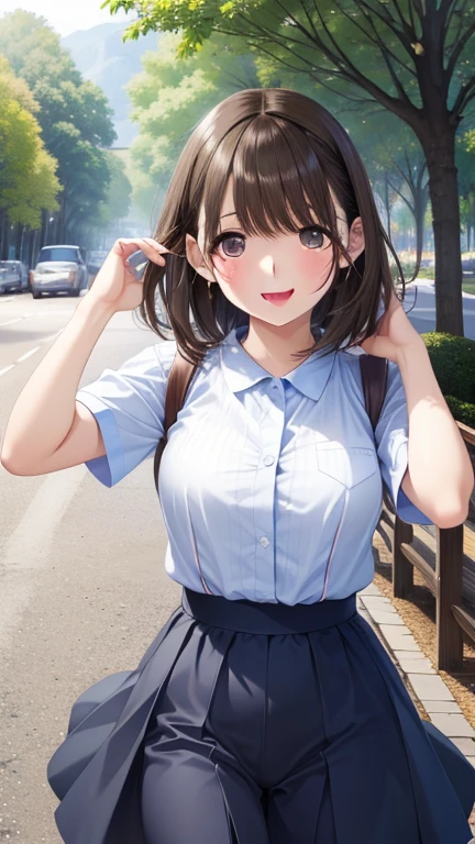 anegasaki nene、Shiny brown hair, short hair, (Beautiful brown eyes、Sparkling eyes, Fine grain)、smile、Ultra-detailed eyes、Highly detailed face, Highly detailed eyes,Cowboy Shot、
((Highest quality, 8k, masterpiece:1.3)),
Highest quality、High resolution、High resolution、High resolution、sports gym、(Walk in the park、date)、love me、Stretch your arms out to me、blush、Laughing with your mouth open)、(Depiction of only the upper body、Near me)