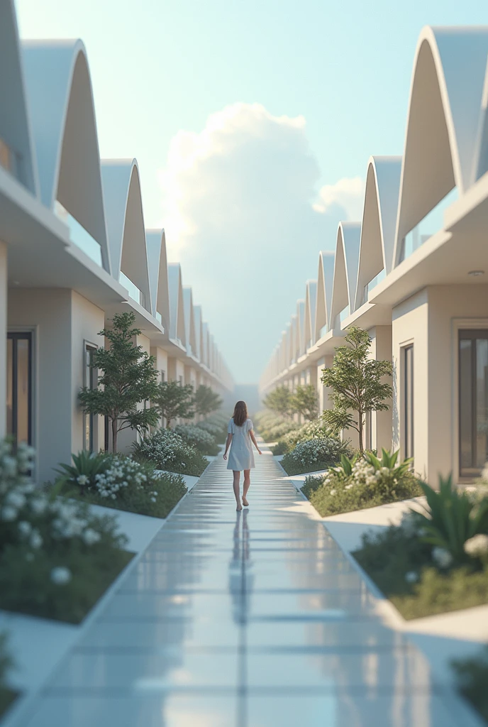 A world where technology is very advanced , The houses all look the same and the people very happy