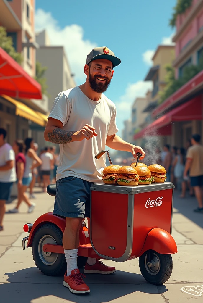 Messi as a street food business man.
