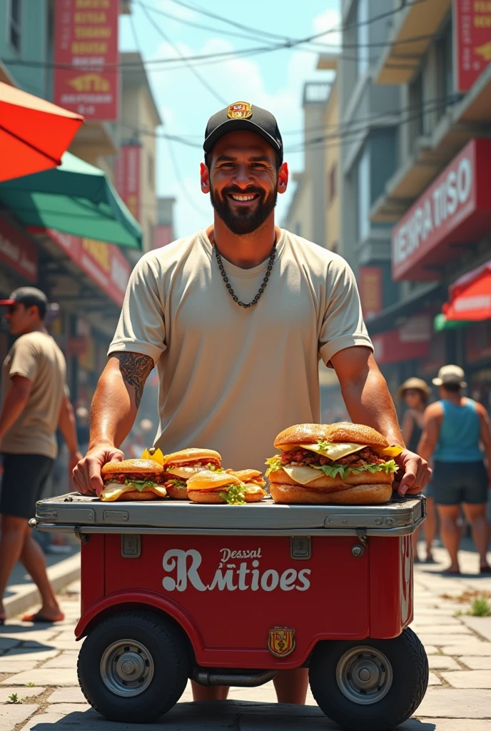 Messi as a street food business man.