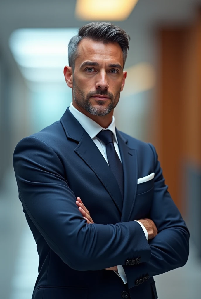 Job advertisement for people in their 30s and 40s, man in suit, 2.5D