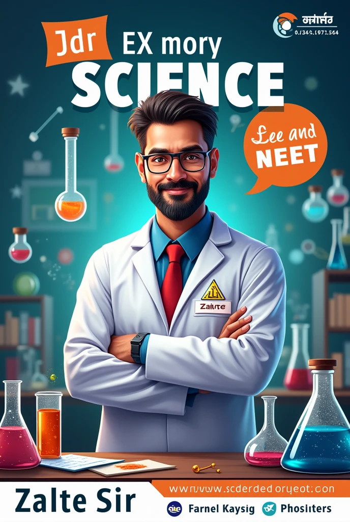 Create an poster for science academy classes for 12th standard students who are preparing for jee neet exam the contact person is zalte sir nd his contact number is 7741886610 the teacher staff is experienced 