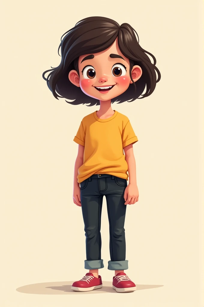 A cartoonist AI image of A girl wearing top and black jeans