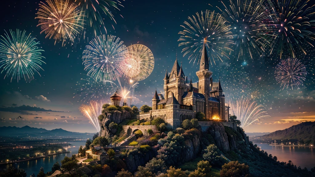 ((masterpiece)),((Highest quality)),((High Detail)),nobody,background,fantasy, colorful, Fantasy, firework, Light, magic, star
