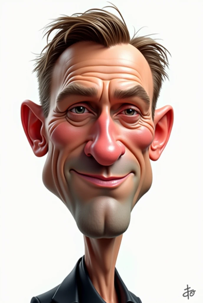 A medium shot of the caricature of Daniel Craig's face, 3d shading, white background.