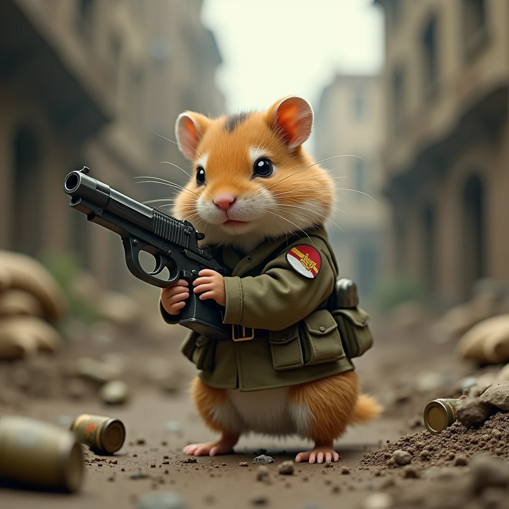 A hamster with a gun in worldwar 2