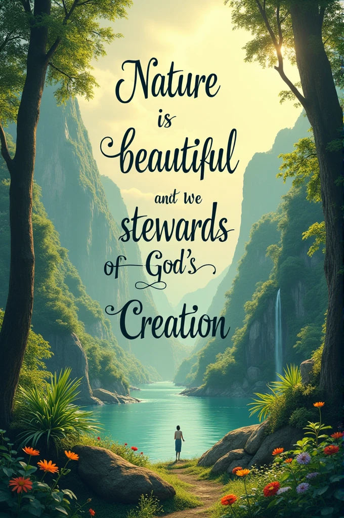 Create a poster slogan saying Nature is beautiful and we are
stewards of God’s creation"
