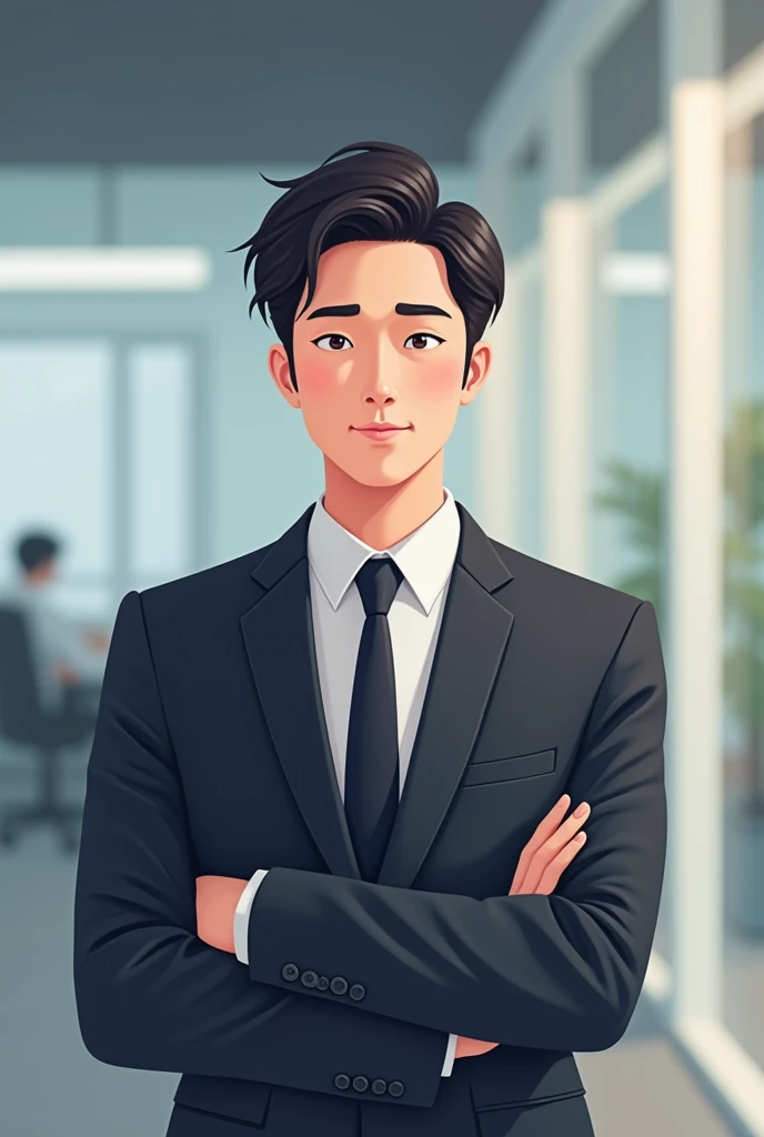 Job posting for people in their 30s and 40s, A Korean man in neat attire, 2.5D