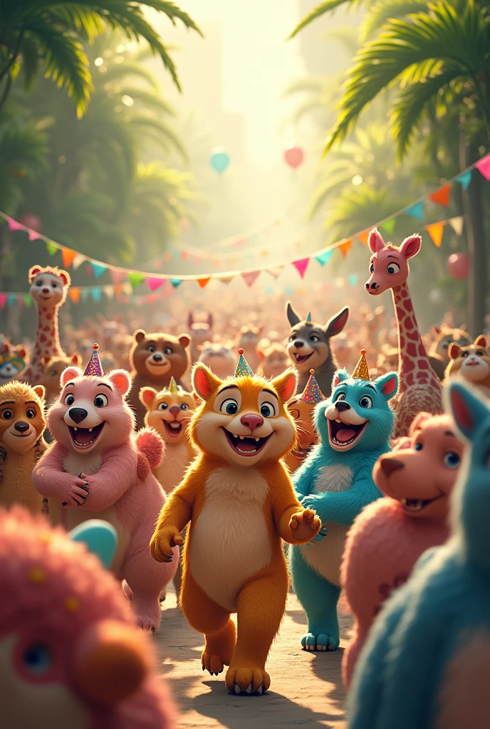 Animals parade,
The sun is shining its a special day,
The animals are coming out to play from the jungle to the sea