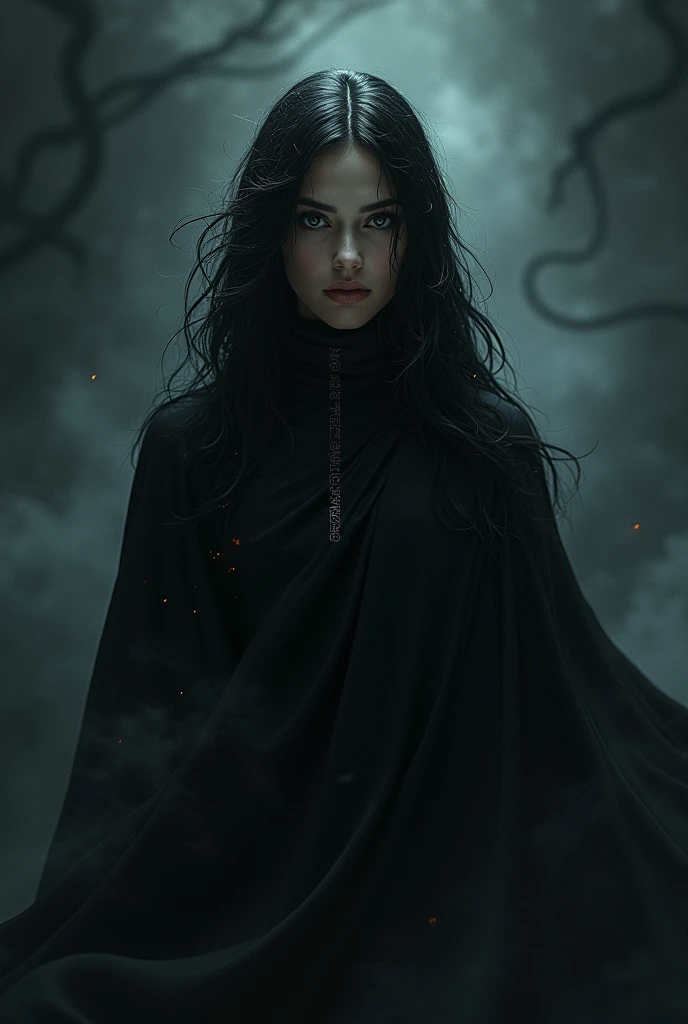 Girl with dark powerfull dark background