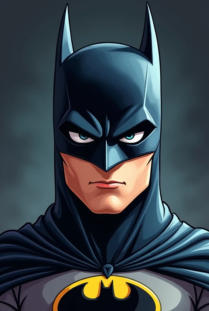 young Batman's face, cartoon