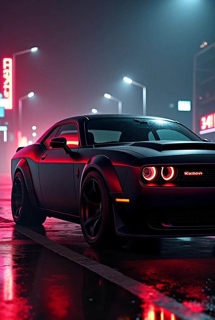 Dodge challenger demon redeye 6.2 litre v8 super stock engine with mate black at neo night
