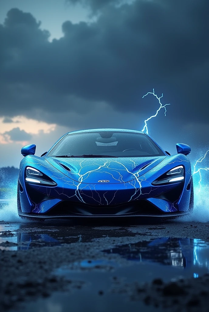 A car with blue thunder lighting
