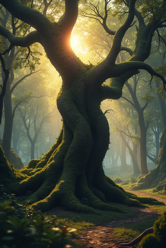 Tree cut like human, People, evening, woods, Real, Nice
