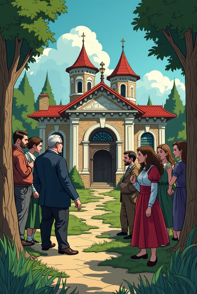Let's create a cartoon about a historical park in Bulgaria, where the boss has an obsession with grandeur and his subordinates are ready to die for him, regardless of the fact that he manipulates them financially by taking their money, lying to them about how green energy will kill the population and nature
