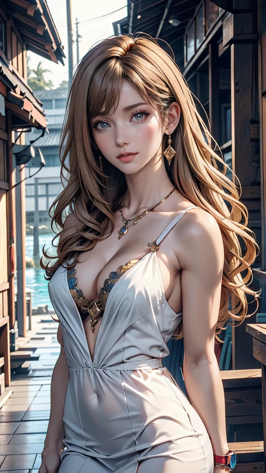 ( high quality , Super detailed, Watch your hands )Zodiac sign - Gemini Goddess , Similar to the goodness of Latin , Twin Goddesses , Curious, Skillful, Humorous, Fascinating, Imaginative faces , Sometimes unrealistic, Restless, Nervous, Careless style , Light brown eyes , Light blonde hair , Transparent dress , In the windy sea , whole body , Sexy Makeup ,
