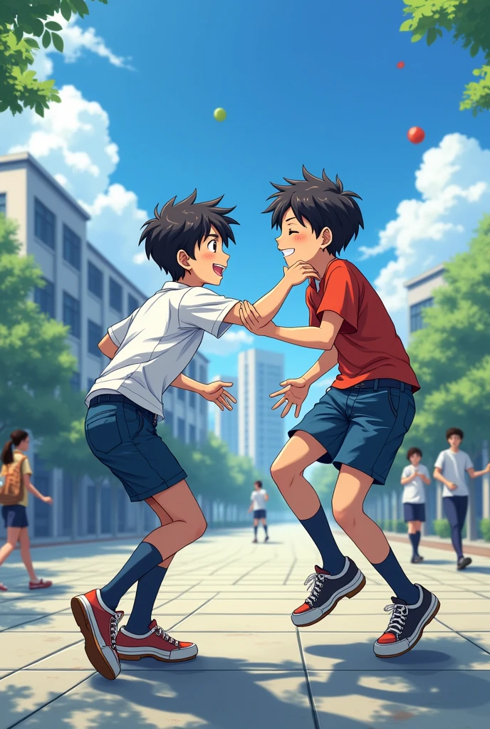 Japanese twin boys are happy play sweet them friend tokoyo high school age
