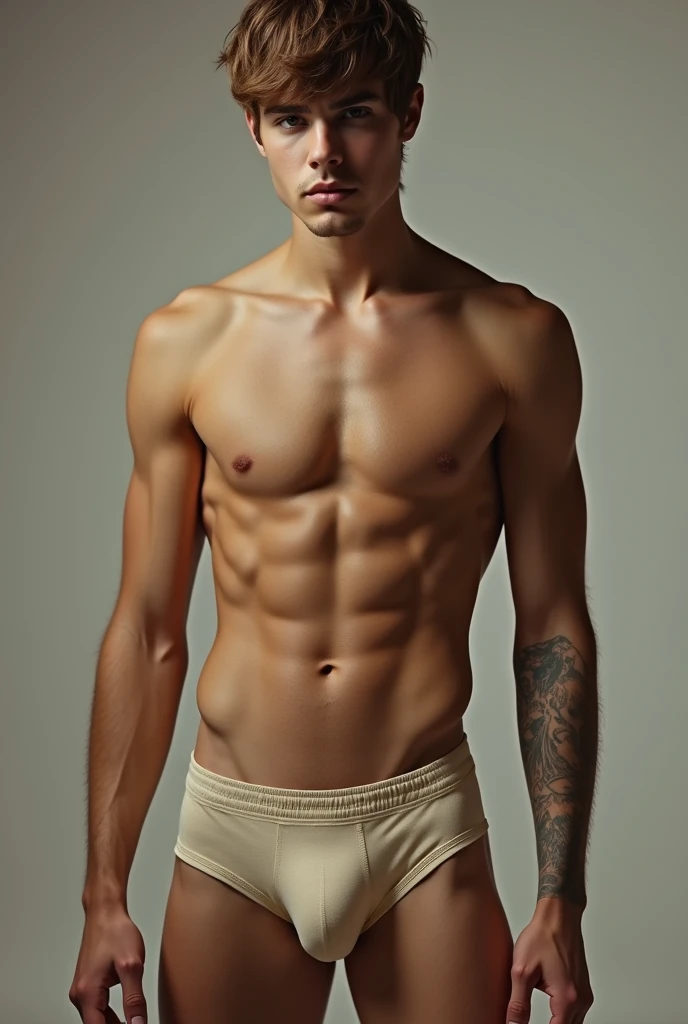 Justin Bieber in underwear color beige