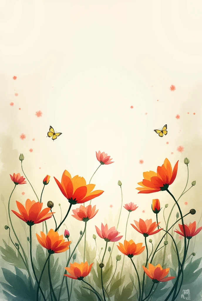 In the gentle spring sunlight、Flowers are busy、Have fun、Ink Painting、Japan