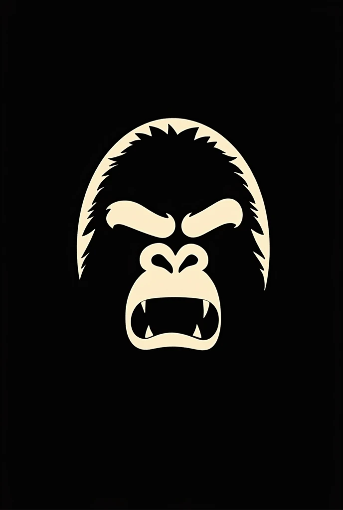 a silhueta do rosto de um gorila facing the front em um circulo, all white, like a minimalist logo, with him angry, facing the front, offwhite, can be on a black background