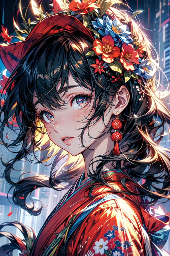 arafed woman in a kimono with flowers on her head, beautiful digital artwork, beautiful digital illustration, beautiful digital painting, gorgeous digital painting, artwork in the style of guweiz, photorealistic anime girl render, smooth anime cg art, beautiful digital art, great digital art with details, stunning digital illustration, detailed digital anime art, render of april, beautiful anime portrait